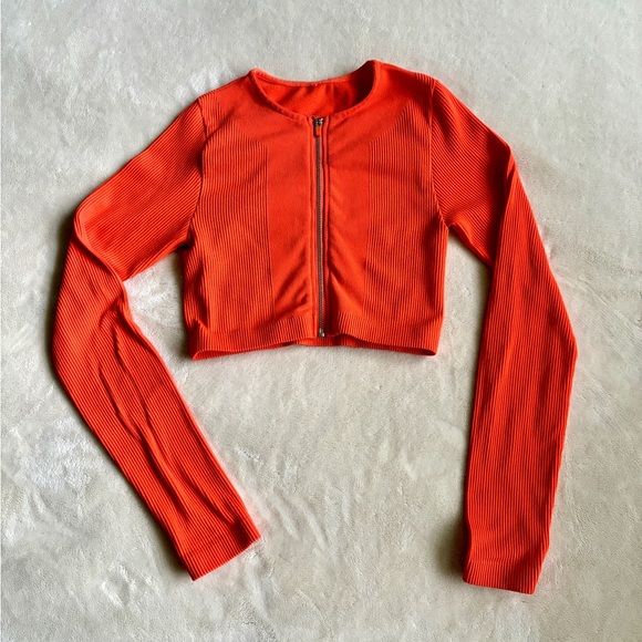 Garage XS long sleeve cropped zip-up top - Picture 1 of 4